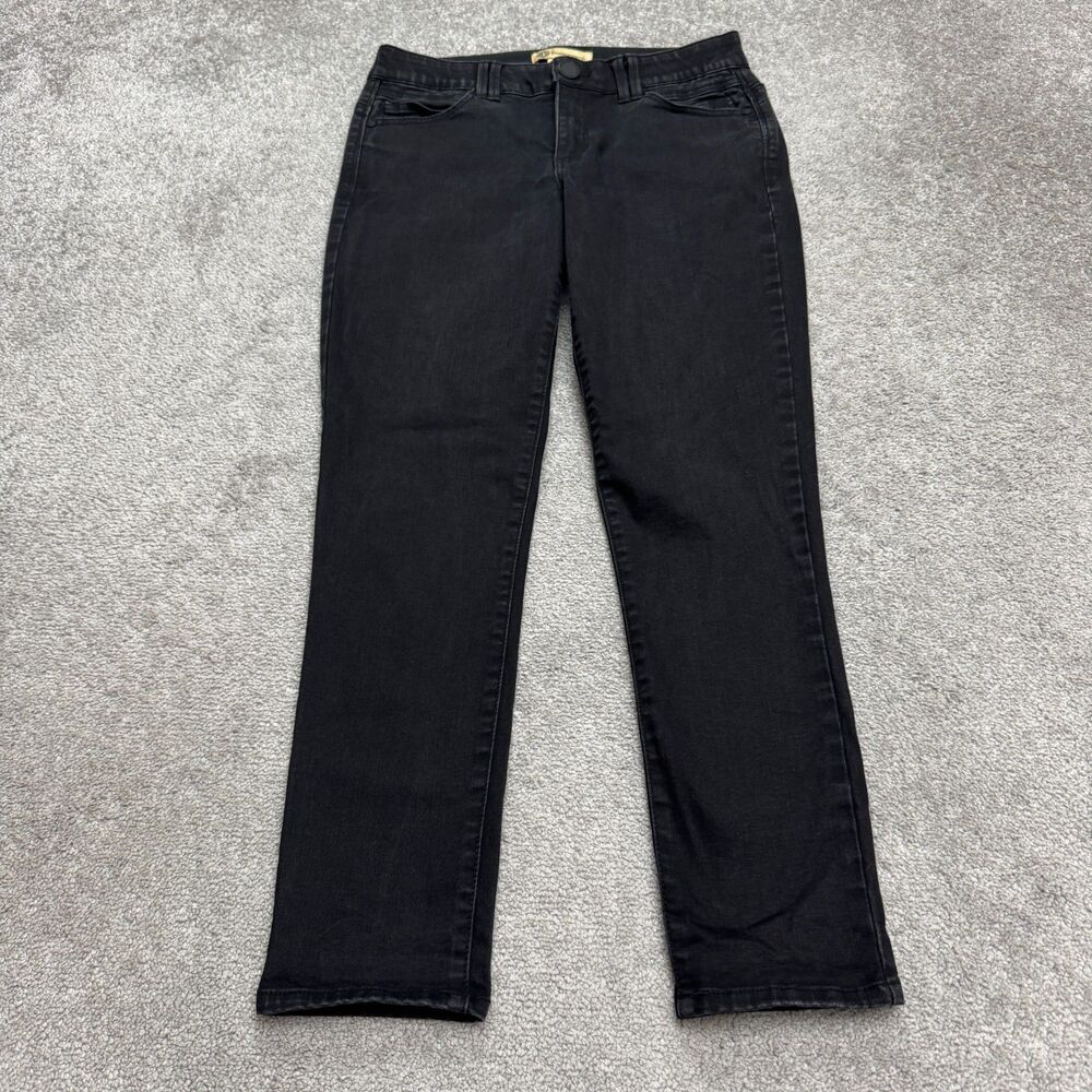 Democracy AB Solution Slim Straight Denim Jeans Womens 8 Black Mid Rise Stretch